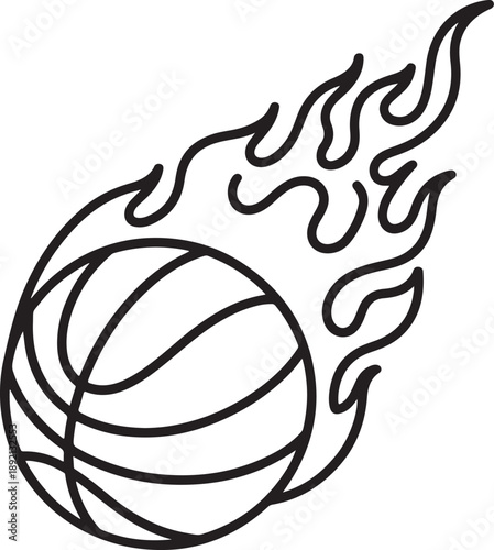vector illustration of fiery basketball