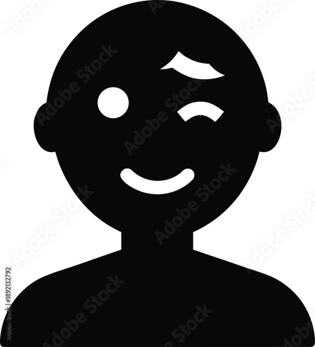 winking face eye closed smile silhouette vector illustration on transparent background