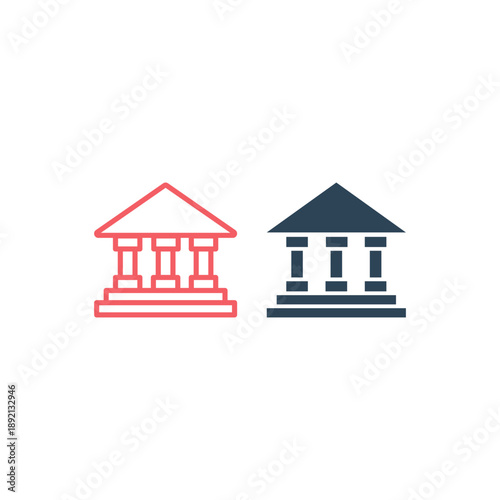 Courthouse icons set bank icon symbol vector illustration.