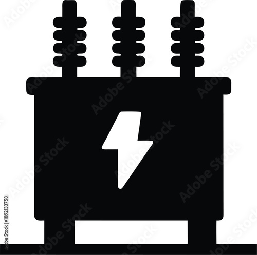 power substation transformer silhouette vector illustration on transparent background
