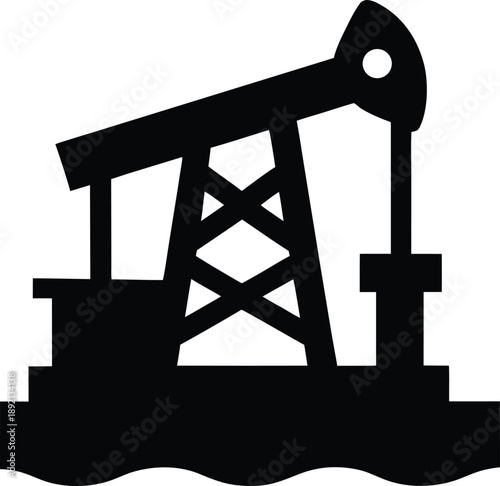 oil rig offshore platform silhouette vector illustration on transparent background