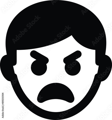 frowning face downturned mouth silhouette vector illustration on transparent background
