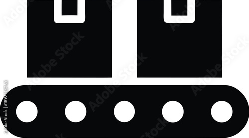 conveyor belt with boxes silhouette vector illustration on transparent background
