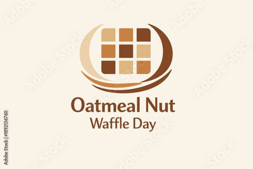 Oatmeal Nut Waffle Day Healthy Breakfast Celebration Clean Modern Minimal Illustration Concept Design Food Awareness