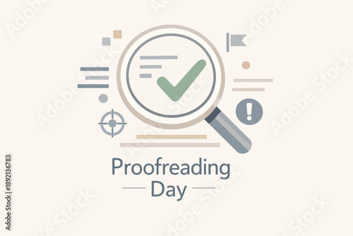 Proofreading Day Accuracy Clarity Editing Awareness Clean Modern Minimal Illustration Concept Design Focus Professional Quality