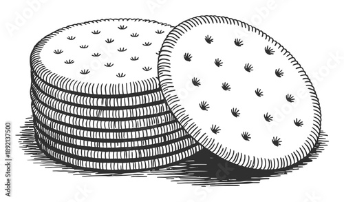 Stack of Round Biscuits with Decorative Pattern