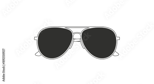 Stylish Aviator Sunglasses With Dark Lenses And Metal Frame Isolated On White Background For Summer Fashion And Outdoor Protection