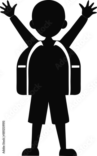 Excited child with backpack ready for adventure