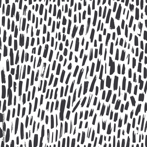 Abstract black brushstrokes create a dense textured pattern on a white background