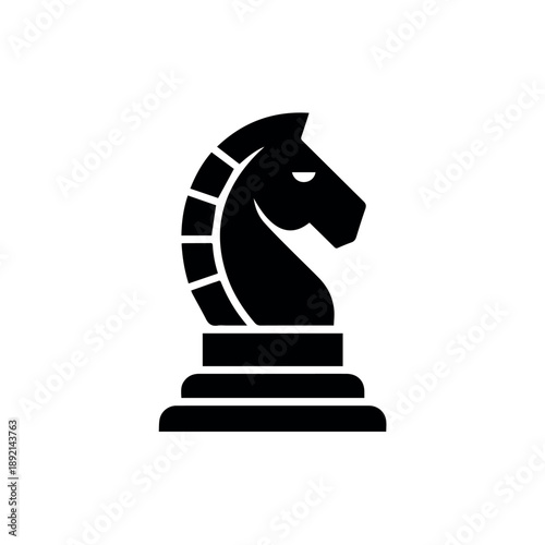 A striking black silhouette of a chess knight piece, elegantly designed and representing strategy, intelligence, games, and the classic board game.