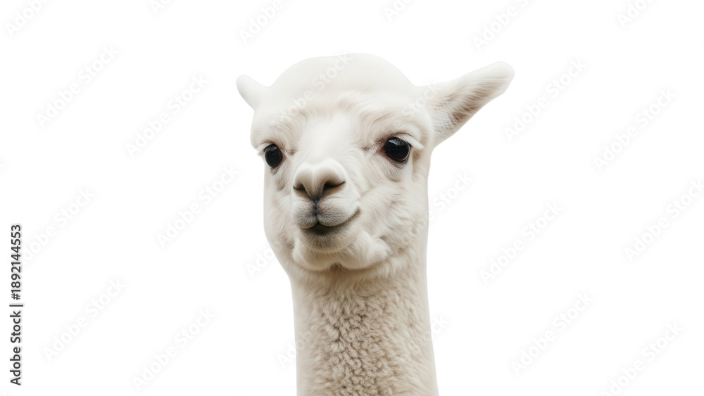 Obraz premium Llama Portrait Head Closeup On White Background.