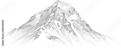 Watercolor Style Gray Mountain Peak Vector Illustration