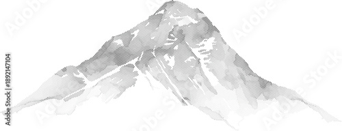 Watercolor Style Gray Mountain Peak Vector Illustration