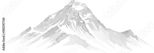 Watercolor Style Snow Capped Mountain Peak Vector Illustration