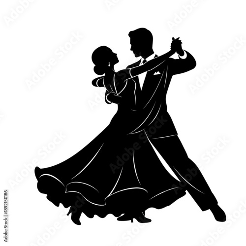Couple dancing in ballroom style together Isolated On Transparent Background.