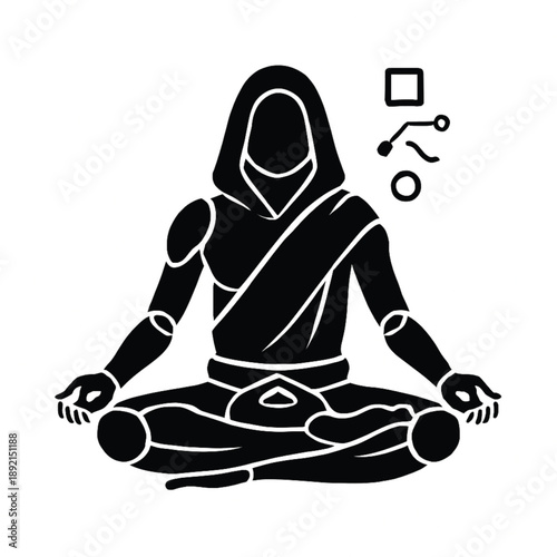Man sitting cross-legged with hands on knees silhouette