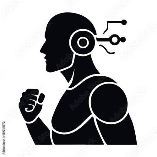 Strong confident man flexing his arms facing the sunset.