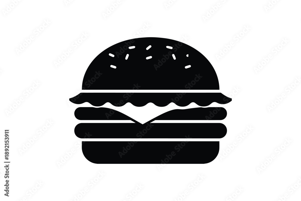 Fototapeta premium Hamburger with cheese and sesame seeds on bun isolated on white background