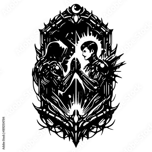 Vintage knight helmet illustration for historical designs