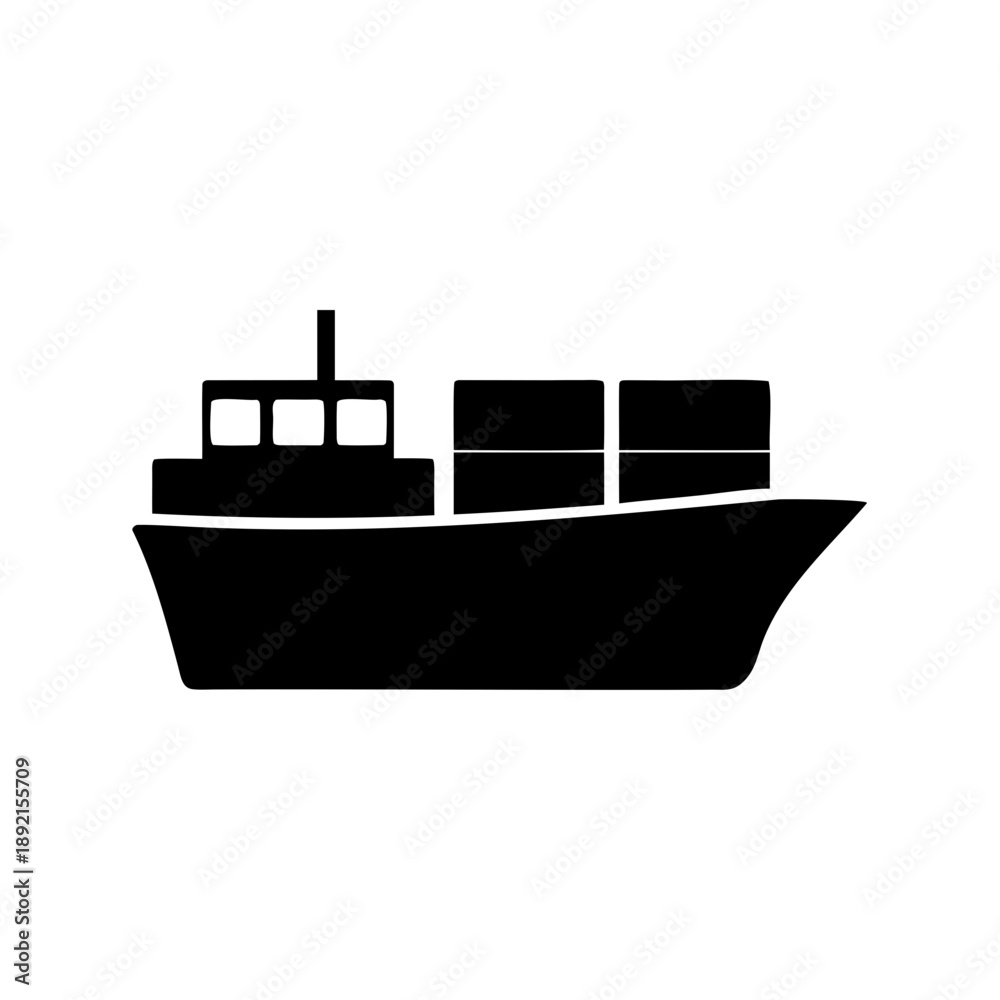 Obraz premium Cargo Ship Icon Graphic Representation of Global Shipping and Transportation Network