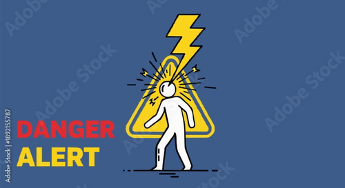 Danger Alert Electrical Hazard Symbol Person Lightning Strike.