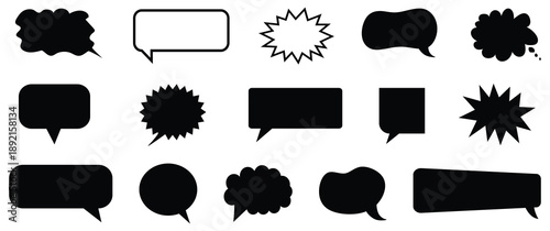 Speech bubbles. Set of comment speech bubble. Talk bubble. Collection of outline and filled speech bubbles sign.