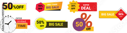 Sale and Discount Banners Collection with 50 Percent Off Offers