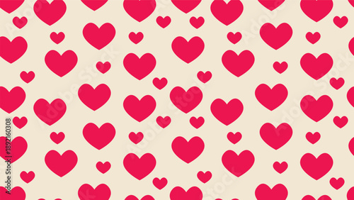 red hearts seamless pattern on yellow background. festive wallpaper and wrapping paper with love symbol decoration