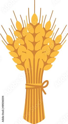 Vector Illustration of Wheat Sheaf Bundle Isolated on White for Harvest, Agriculture, and Organic Food Concepts
