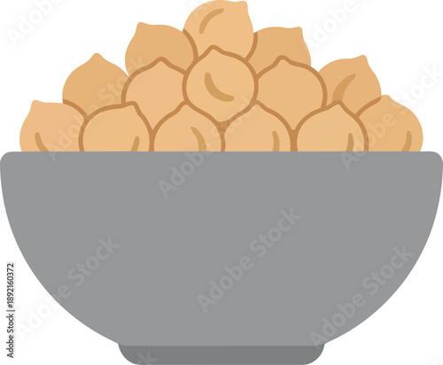 Vector illustration of a bowl filled with chickpeas isolated on white background for healthy food concepts