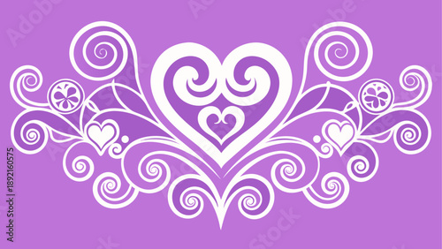 Ornate heart design with swirls and flowers