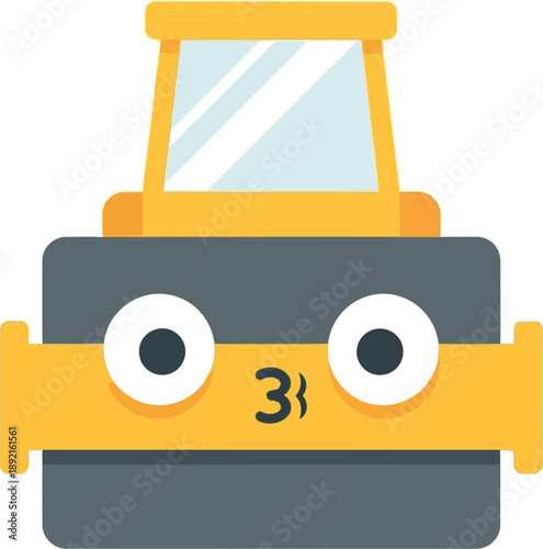 Cute Cartoon Steamroller Vector Illustration for Kids Construction Theme Designs