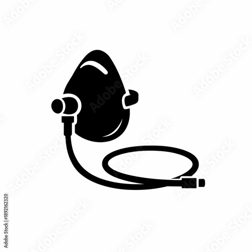 Medical oxygen mask or gas respirator with attached hose for breathing support and protection isolated on transparent background, isolated on white background, Vector, illustration