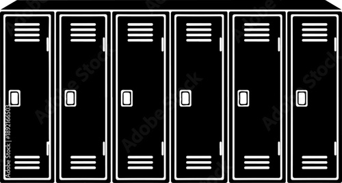 Row school locker silhouette vector illustration