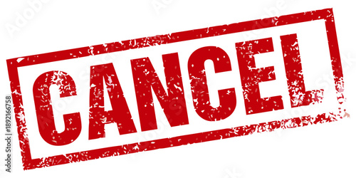 A close-up view of a red cancel stamp on a white background.