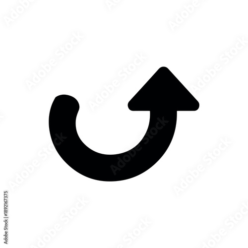 Vector A bold black curved arrow pointing upwards and to the left, commonly recognized as an "undo" action icon in digital interfaces.