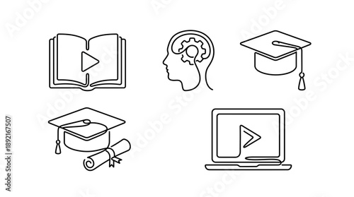 E-learning icons for online education and training programs