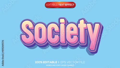 3d text effect society theme
