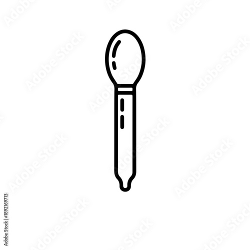 Modern line art pipette icon featuring variable stroke weights to simulate glass refraction. A clean, sophisticated design that captures the transparency of laboratory glassware