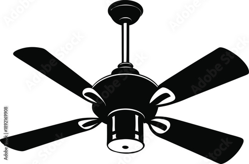 Ceiling fan Black Vector, silhouette