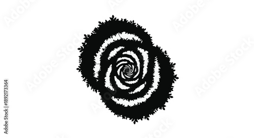 Abstract black and white swirling pattern with a hypnotic vortex effect