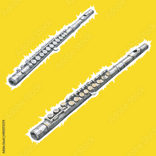 flute with lowpoly art, eps 10 illustration