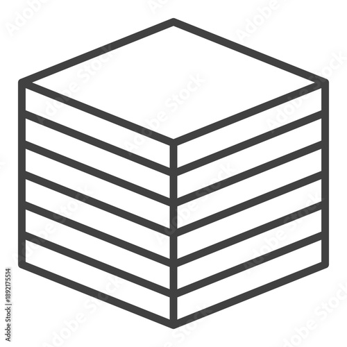 3D Printed Cube vector Additive Manufacturing thin line icon or symbol