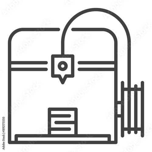 3D printer vector Additive Manufacturing icon or sign in thin line style
