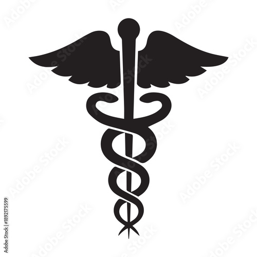 Caduceus Medical Symbol Icon – Healthcare and Medicine Sign