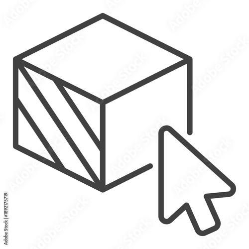 Mouse Click on Cube vector Additive Manufacturing icon or sign in thin line style