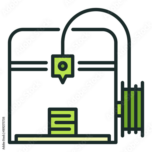 Vector Additive Manufacturing or 3D printer colored icon or symbol