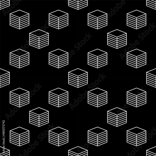 3D Printed Cube vector Additive Manufacturing thin line seamless pattern