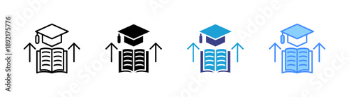 Higher Education icon set multiple style collection