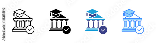 University  icon set multiple style collection